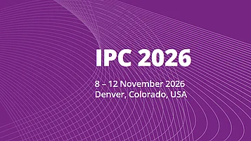 Event announcement for IPC 2026, taking place from November 8 to 12, 2026, in Denver, Colorado, USA, with a purple background and curved line design.