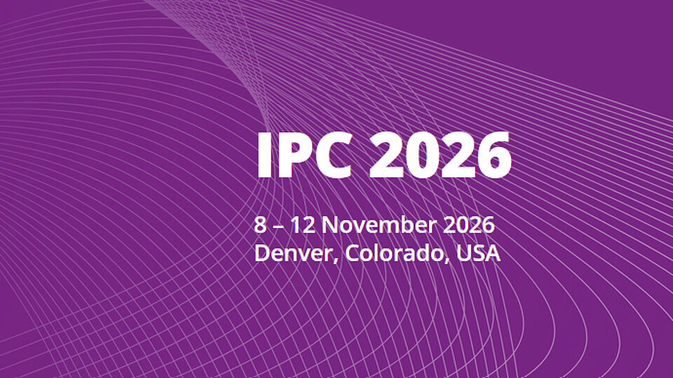 Event announcement for IPC 2026, taking place from November 8 to 12, 2026, in Denver, Colorado, USA, with a purple background and curved line design.
