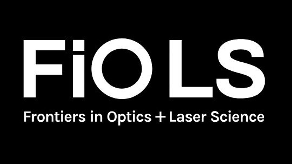 Logo for FiOLS, which stands for Frontiers in Optics and Laser Science. The design features bold text emphasizing the acronym against a black background,