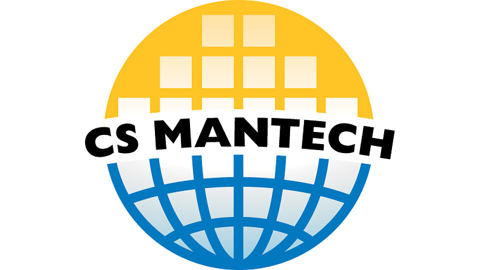 Logo of CS Mantech, featuring a globe design in blue and white, with a yellow and gold gradient background. The text "CS Mantech" is prominently displayed in black across the center.