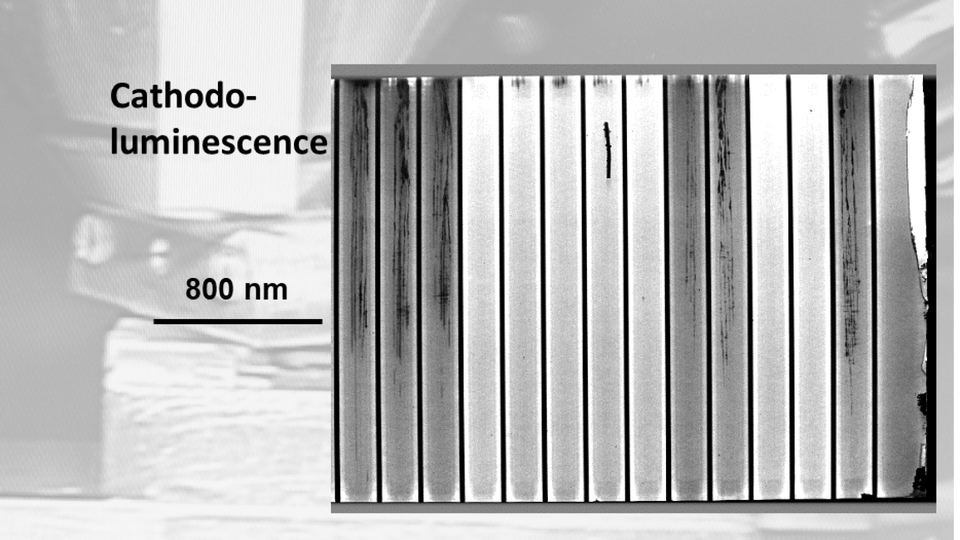 Cathodolumineszenz-Aufnahme von Breitstreifenlasern
