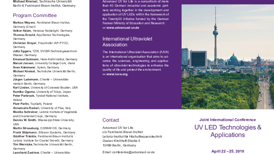 UV LED conference flyer