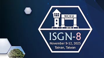 Logo der ISGN-8-Konferenz, die vom 9. bis 12. November 2025 in Tainan, Taiwan, stattfindet. Es zeigt das Emblem der NCKU-Universität und ein hexagonales Design.