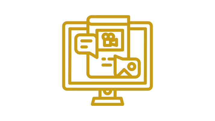 Vereinfachte grafische Darstellung von Textblasen und Videos auf einem Bildschirm.