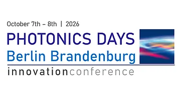 Logo der Veranstaltung "Photonics Days Berlin Brandenburg" mit den Daten 7. bis 8. Oktober 2026. 
