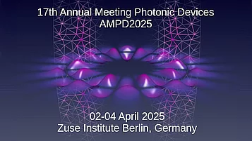 Logo zur 17. Jahrestagung zu photonischen Bauelementen AMPD2025, vom 02. bis 04. April 2025 im Zuse-Institut, Berlin, Deutschland.