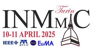 Logo für die Konferenz "INMMiC", die am 10. und 11. April 2025 in Turin stattfindet. Es enthält den Schriftzug „Turin“ und Symbole von IEEE, MTT-S, EuMA sowie das Wahrzeichen von Turin.
