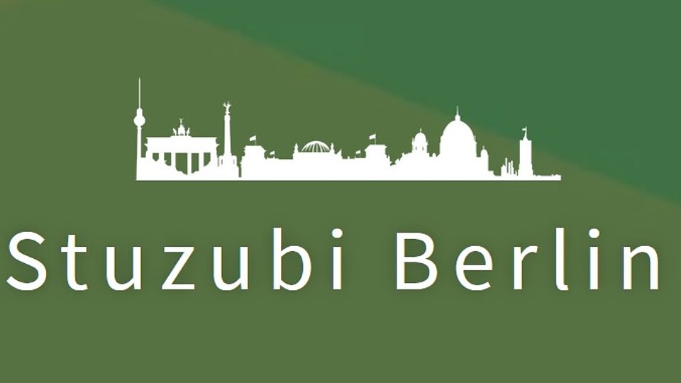 Silhouette von Berlin, darunter der Schriftzug „Stuzubi Berlin“. 