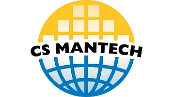 Logo der CS Mantech, bestehend aus einer stilisierten Weltkugel in Blau und Weiß mit einem gelben oberen Teil und einem schwarzen Schriftzug "CS MANTECH" in der Mitte.