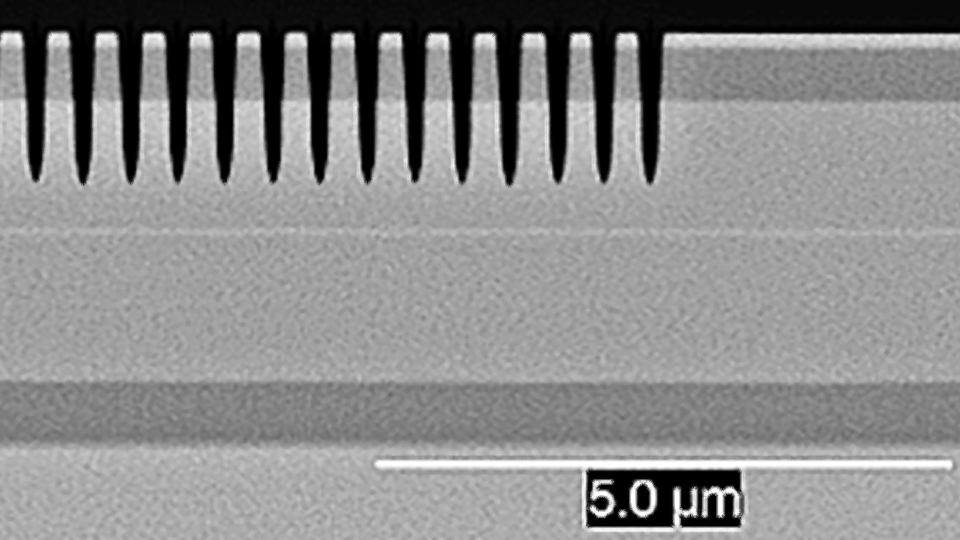 SEM image of an etched surface grating