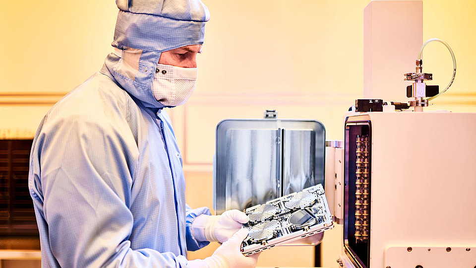 An employee in the clean room.