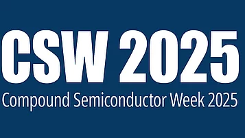 Logo der CSW 2025 - Compound Semiconductor Week 2025 in weißer Schrift auf blauem Hintergrund.