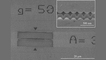 SEM showing a 30° tilted view of a suspended cavity
