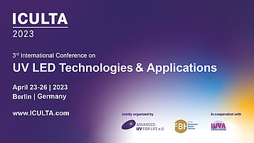 Banner mit Informationen zur UV-LED-Konferenz ICULTA