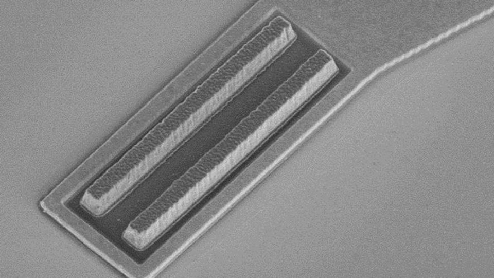 Fig. 1: SEM image of a double finger HBT