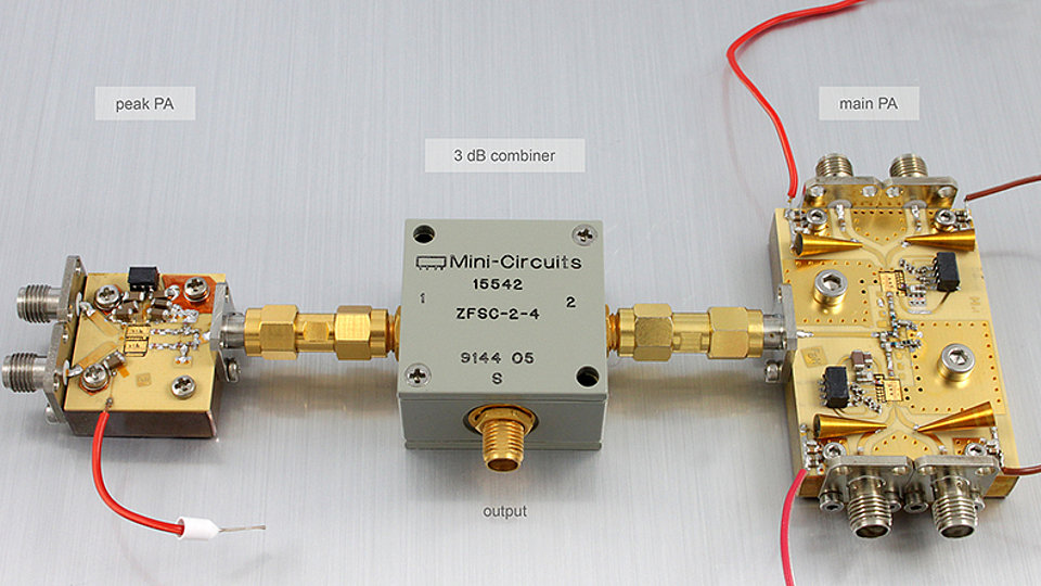 DSPA measurement setup incl. peak PA, main PA and output coupler