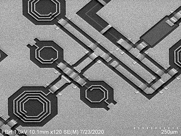 SEM image of gallium nitride MMICs