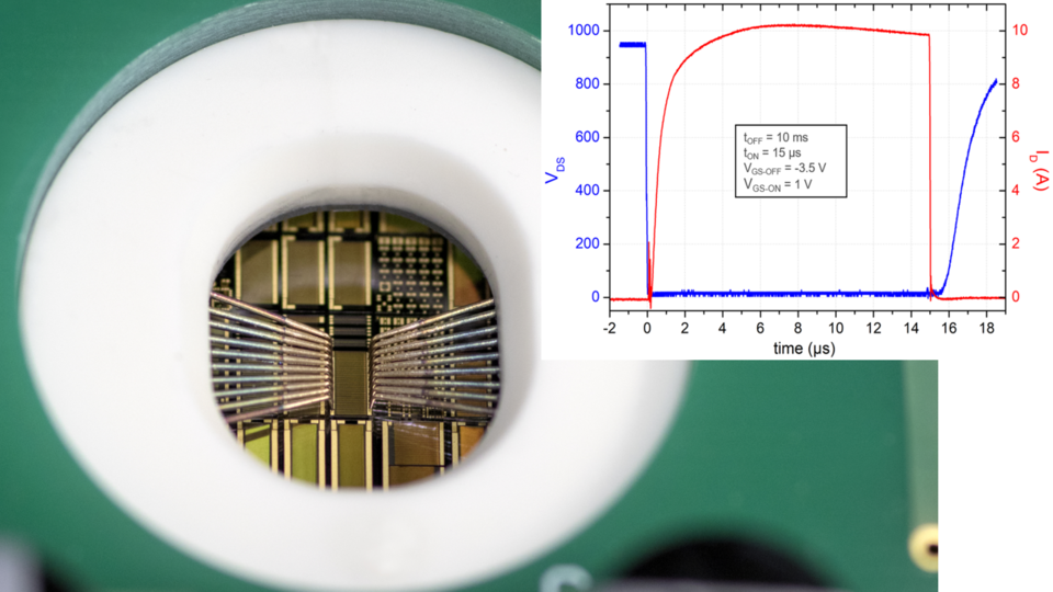 Exemplary on-wafer switching measurement on an AlN-based transistor structure with integrated graphic