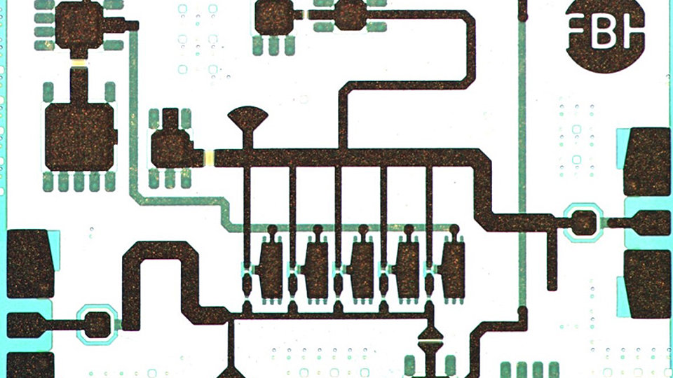 Photomicrograph of a travelling wave amplifier