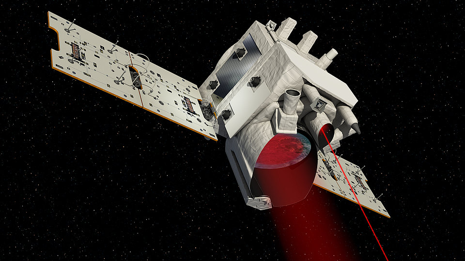 Illustration des MERLIN-Satelliten zur Überwachung des klimaschädlichen Methan-Gases