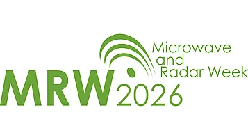 Logo für die Microwave and Radar Week 2026 (MRW 2026) in grüner Schrift. Es zeigt den Veranstaltungstitel und das Jahr, ergänzt durch grafische Wellenlinien.