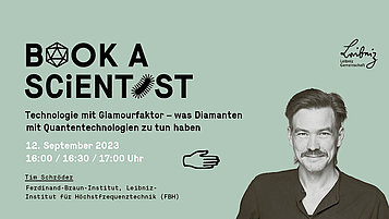 Event picture for Book a Scientist on September 12th, 2023 with Tim Schröder on the subject of quantum technologies.
