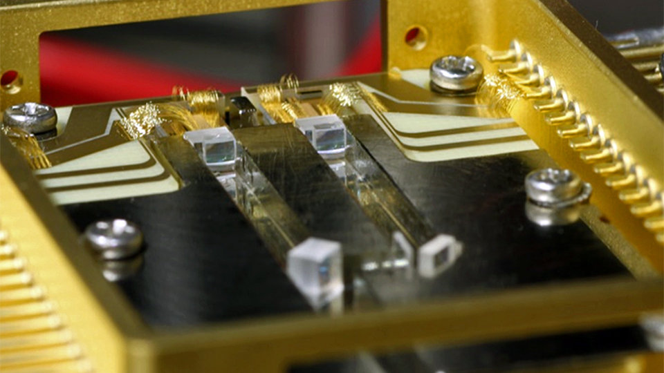 Detail view of the micro-module while being assembled