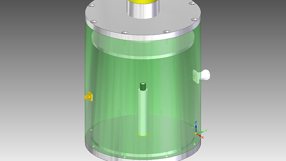 Fig. 2: Measurement chamber using a TE011 resonator at 2.45 GHz. 