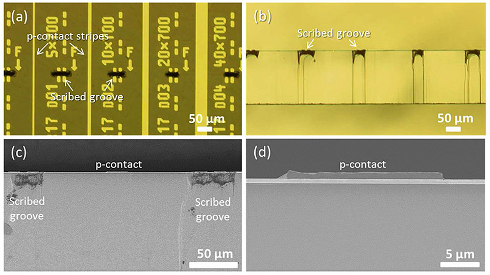 Optical micrographs of wafer surfaces