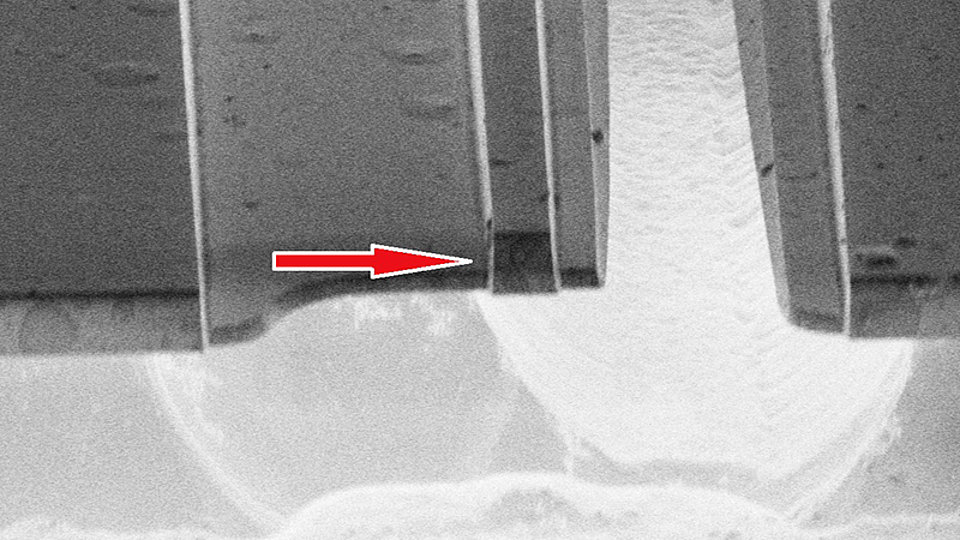 Cross-section of an optical chip