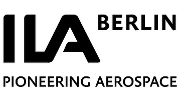 Logo der ILA Berlin mit dem Schriftzug "Pioneering Aerospace" darunter.