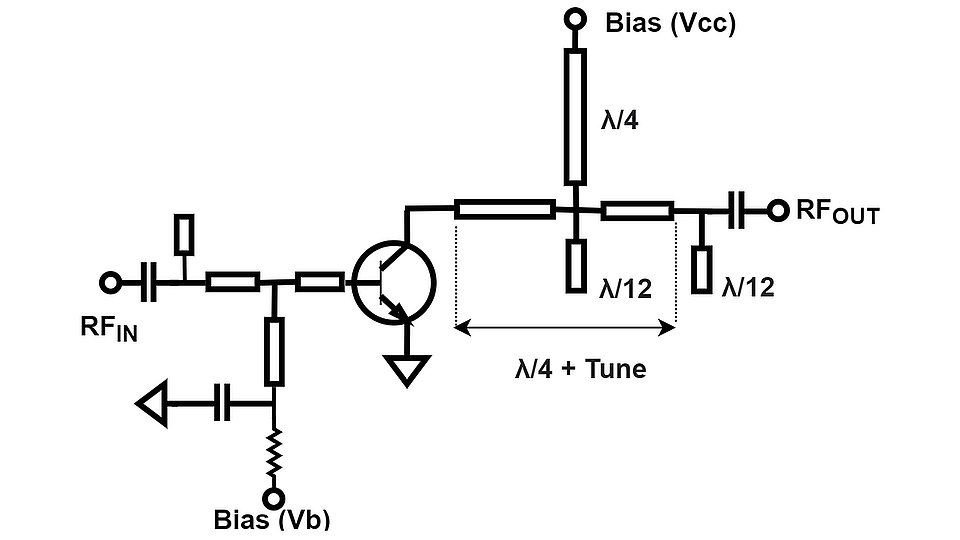 Fig 3. Schematic of class-F like 100 GHz power amplifier.