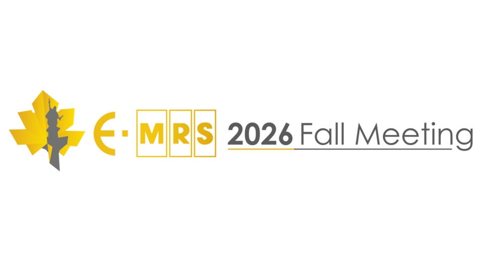 Logo für das E-MRS 2026 Herbsttreffen, bestehend aus einem gelben Blatt und dem Schriftzug "E-MRS 2026 Fall Meeting".