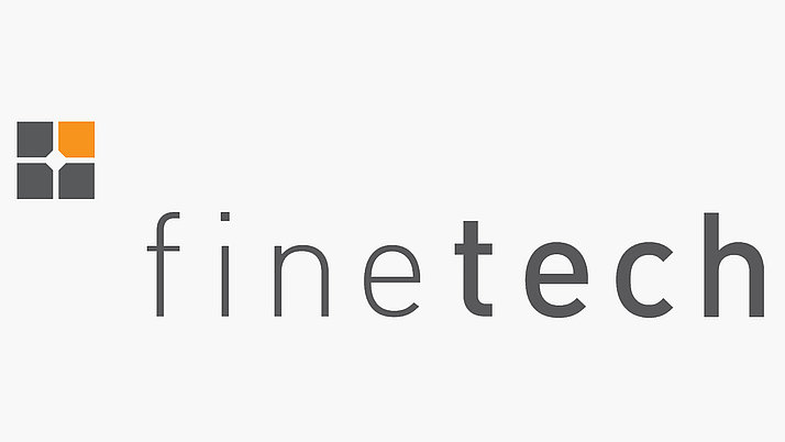 Logo of finetech: A grey word “finetech” with a stylized, two-tone square on the left containing orange and grey elements.