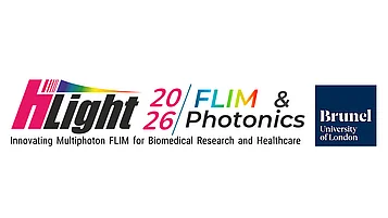 Banner for the “HiLight 2026 FLIM & Photonics” event with the slogan “Innovating Multiphoton FLIM for Biomedical Research and Healthcare” and the logo of Brunel University of London.