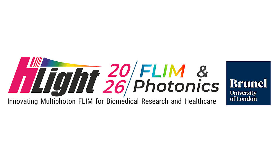 Banner for the “HiLight 2026 FLIM & Photonics” event with the slogan “Innovating Multiphoton FLIM for Biomedical Research and Healthcare” and the logo of Brunel University of London.