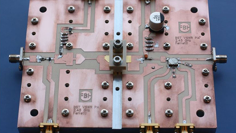 Designed PA with BST varactor detuning for VSWR protection.