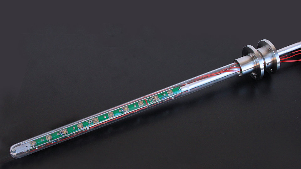 Elongated UVC LED rod module for water disinfection